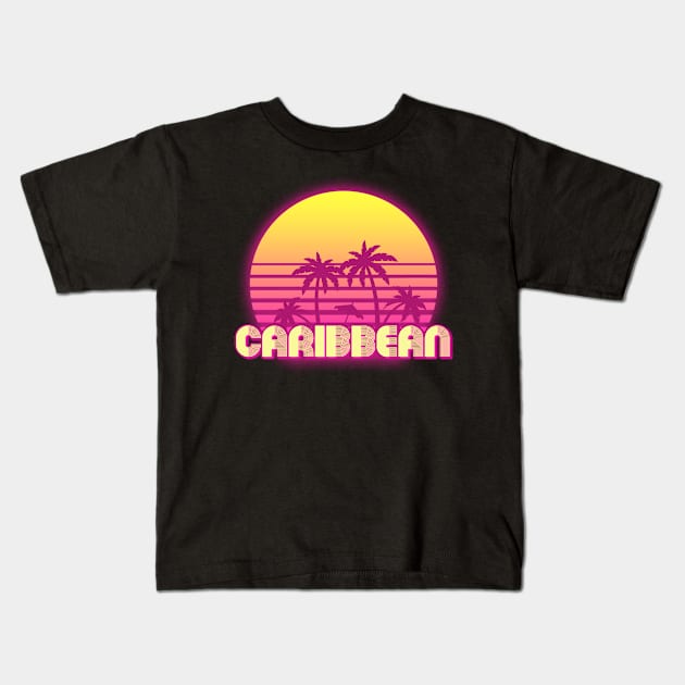 Caribbean retro wave Kids T-Shirt by SerenityByAlex